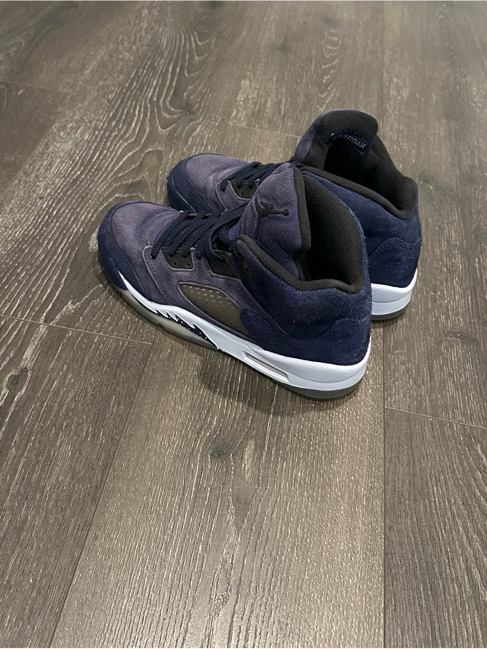 Jordan 5  Kids' Navy and White Mid Top Sneaker
